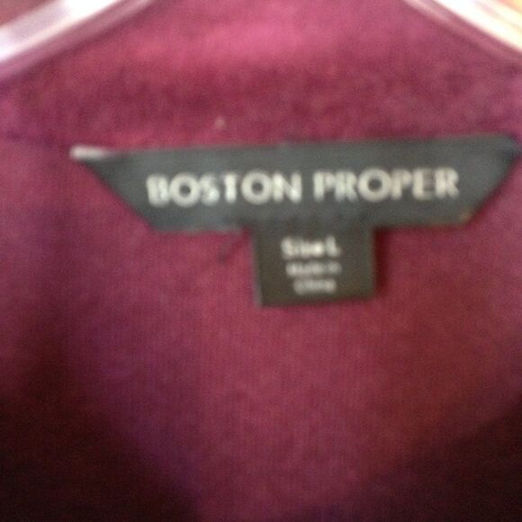 Boston Proper Velour Racer Stripe Wine Warm-Up Jacket Large - Picture 4 of 7